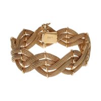 PULSERAS<BR>PULSERA EN ORO AMARILLO EN FORMA DE TR...