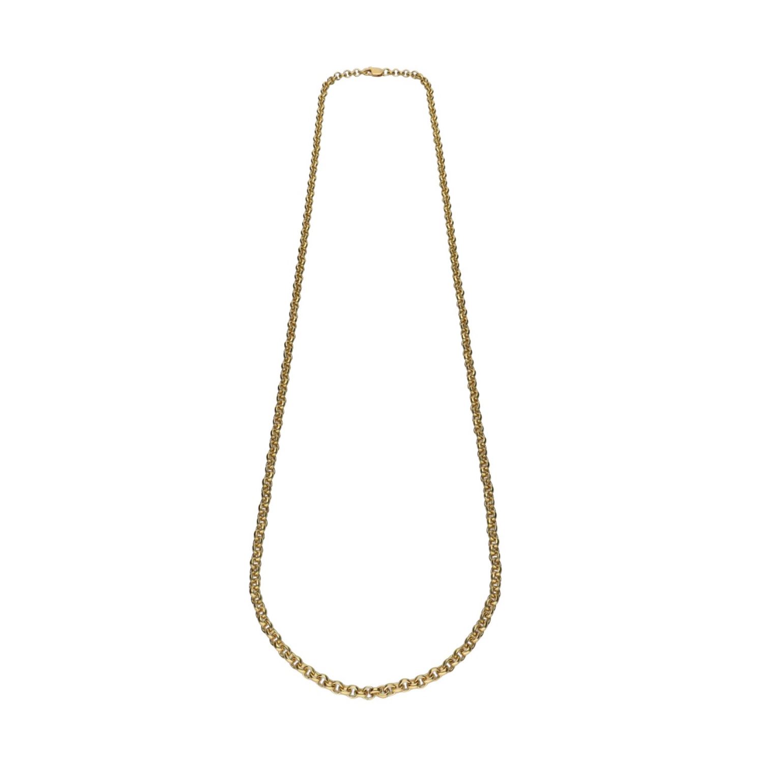 Collar cadena de anillas realizadas en oro amarillo. 60Cm.