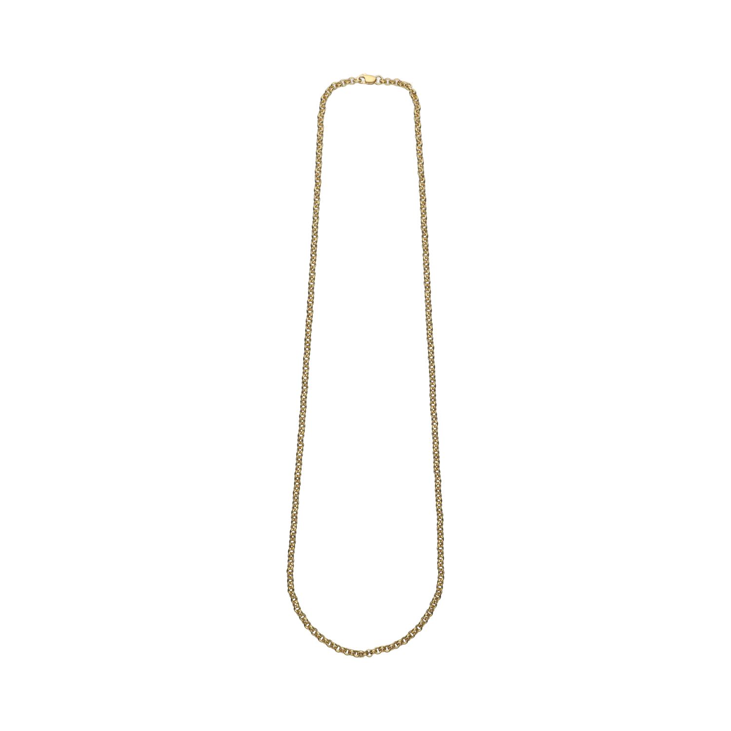 Collar cadena de anillas realizadas en oro amarillo. 60Cm.