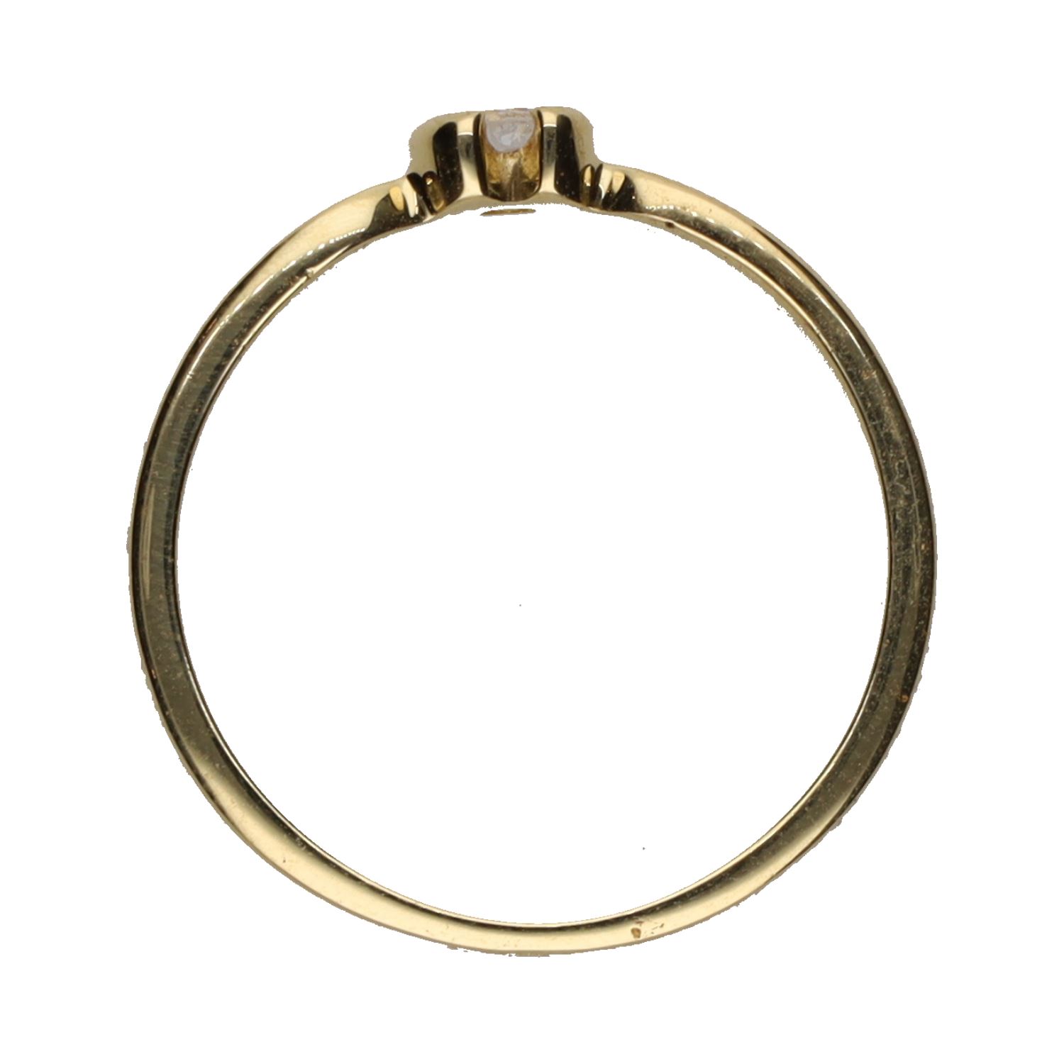 Sortija solitario en oro amarillo y brillantes. Talla 15.