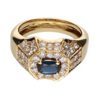 ANILLOS / SORTIJAS<BR>SORTIJA EN ORO AMARILLO CON ZAFIRO Y B...