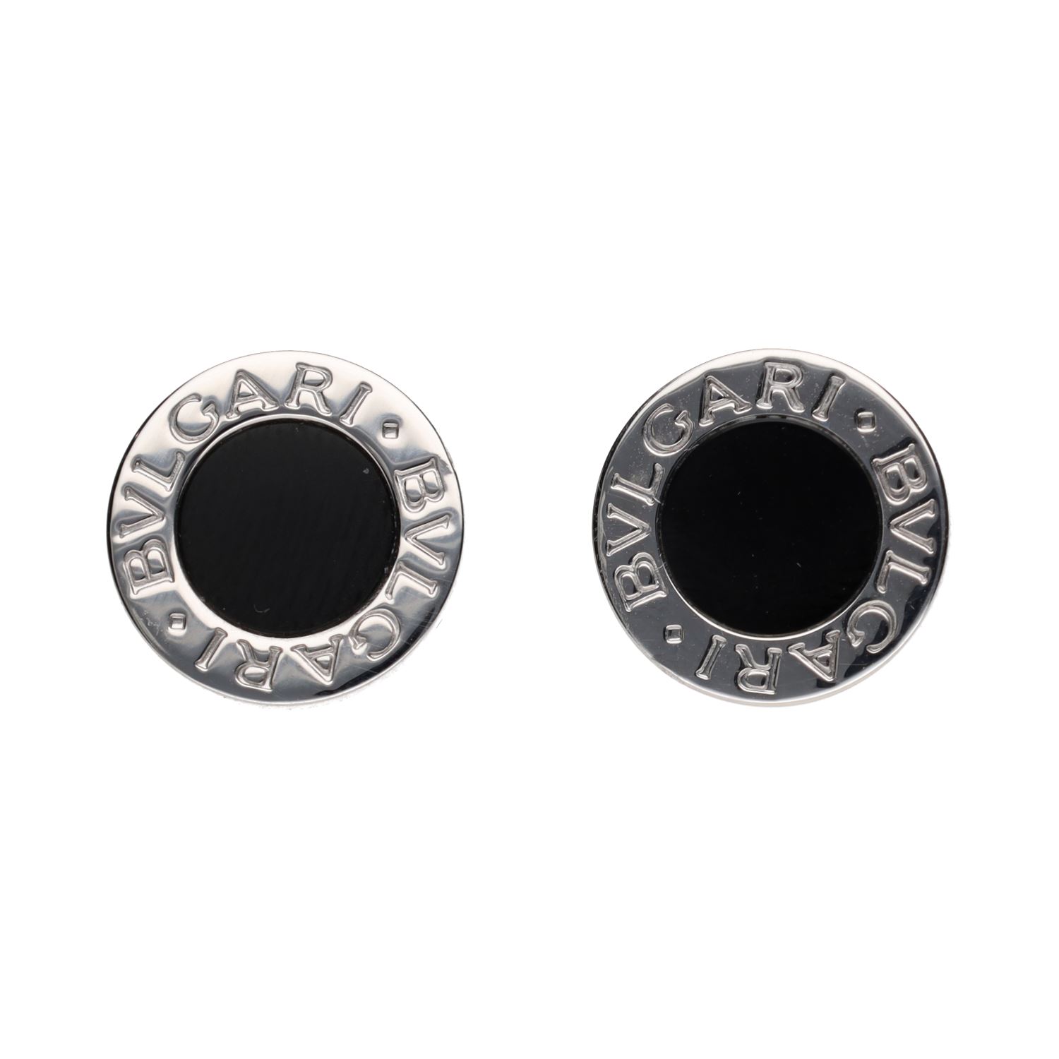 Pendientes bulgari bulgari en oro blanco y onix.