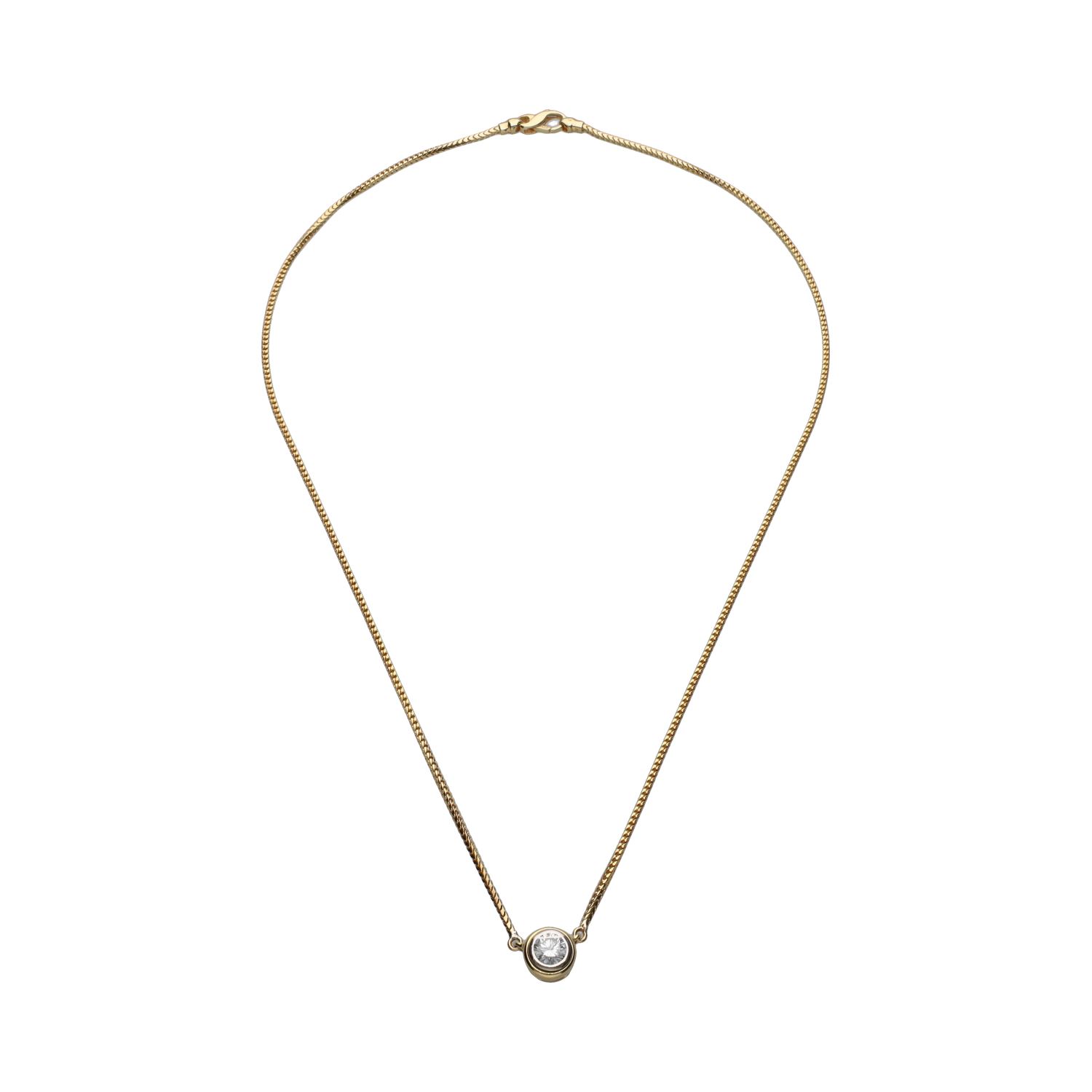 Collar en cordón con colgante de oro blanco y brillantes.