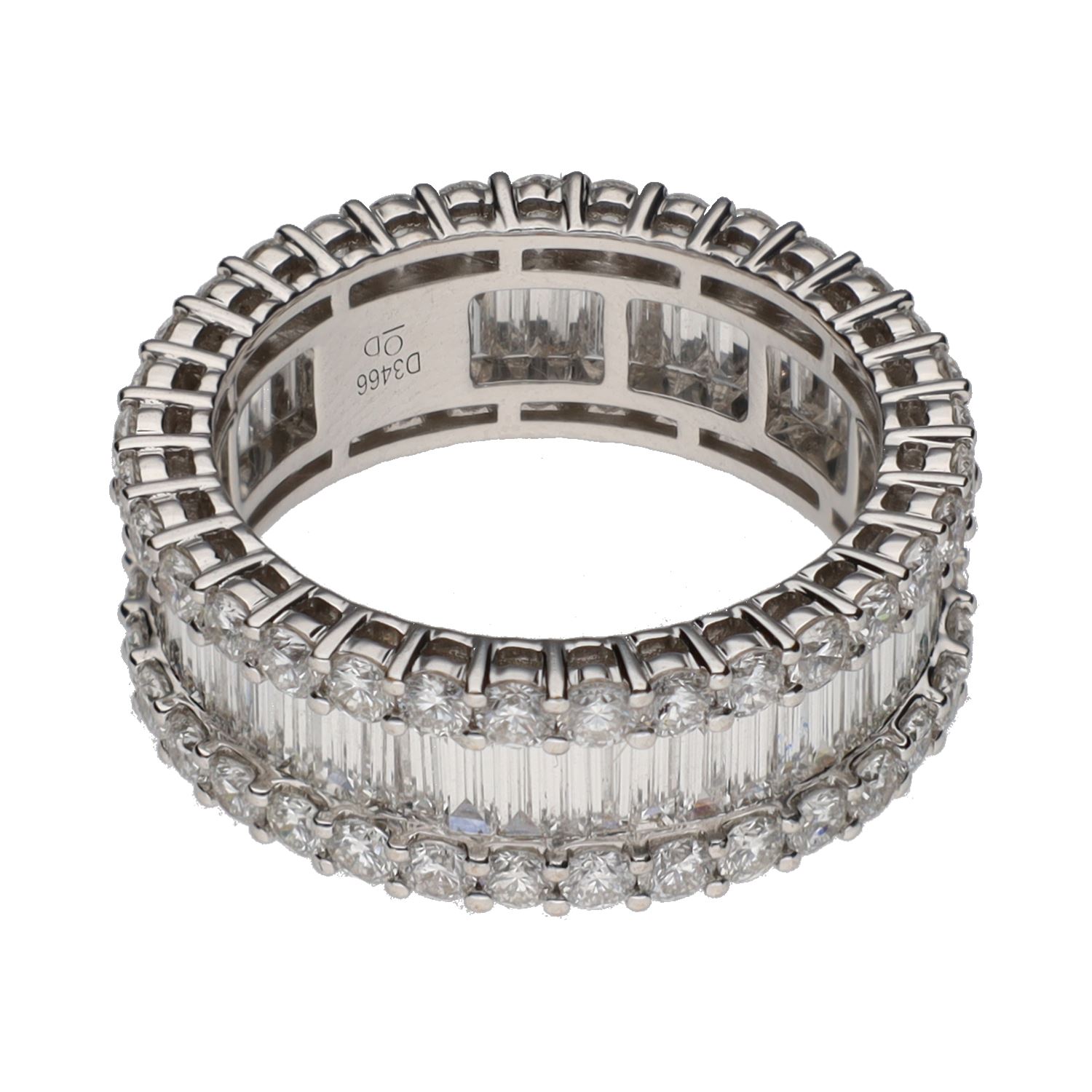 Sortija alianza eternity en oro blanco con brillantes. Talla 12.