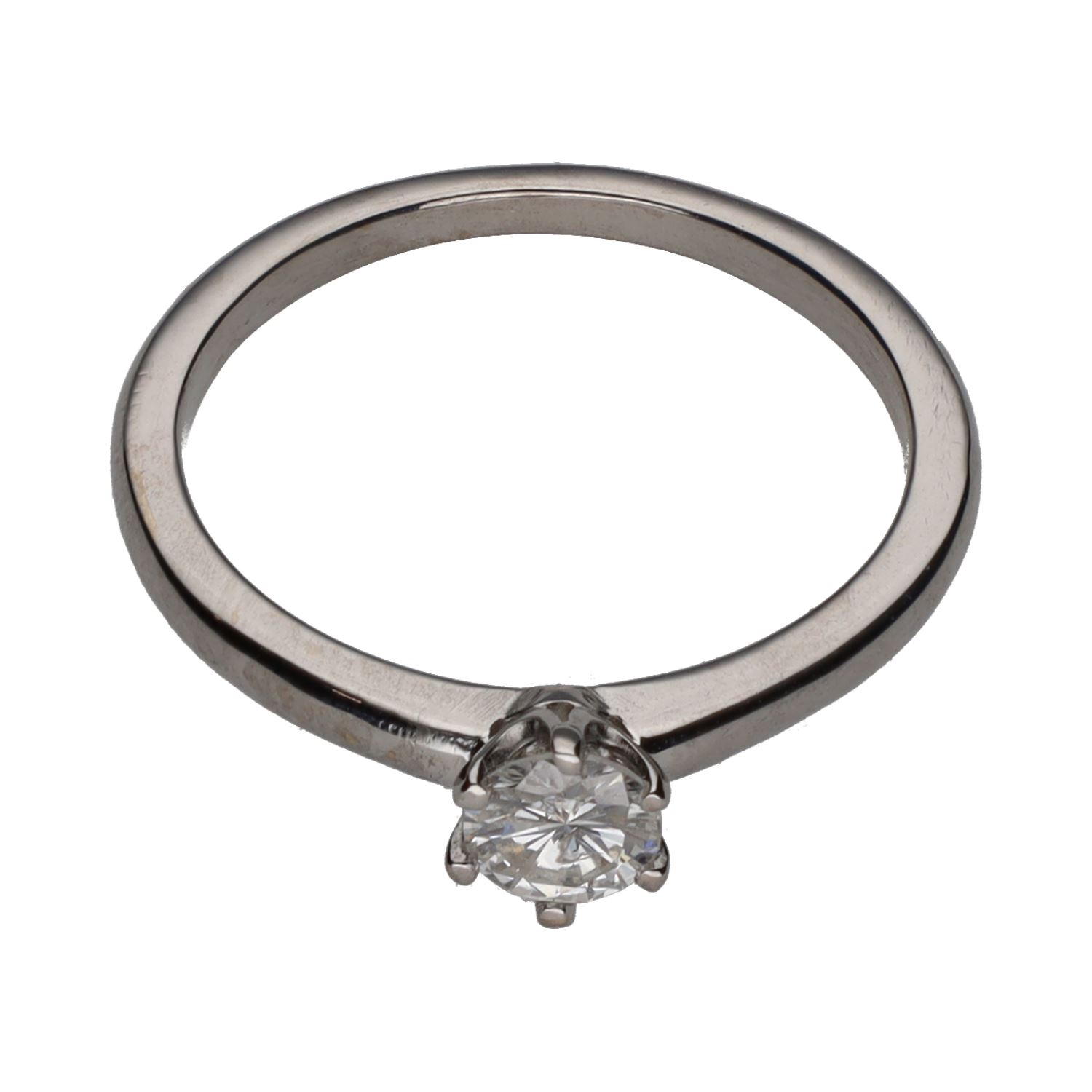 Sortija solitario en oro blanco con brillante.