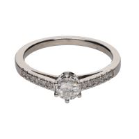 ANILLOS / SORTIJAS<BR>SORTIJA SOLITARIO EN ORO BLANCO CON BR...