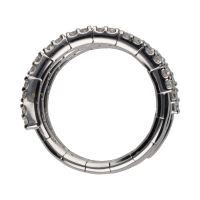 Sortija  tipo muelle en oro blanco con brillantes. Talla 14