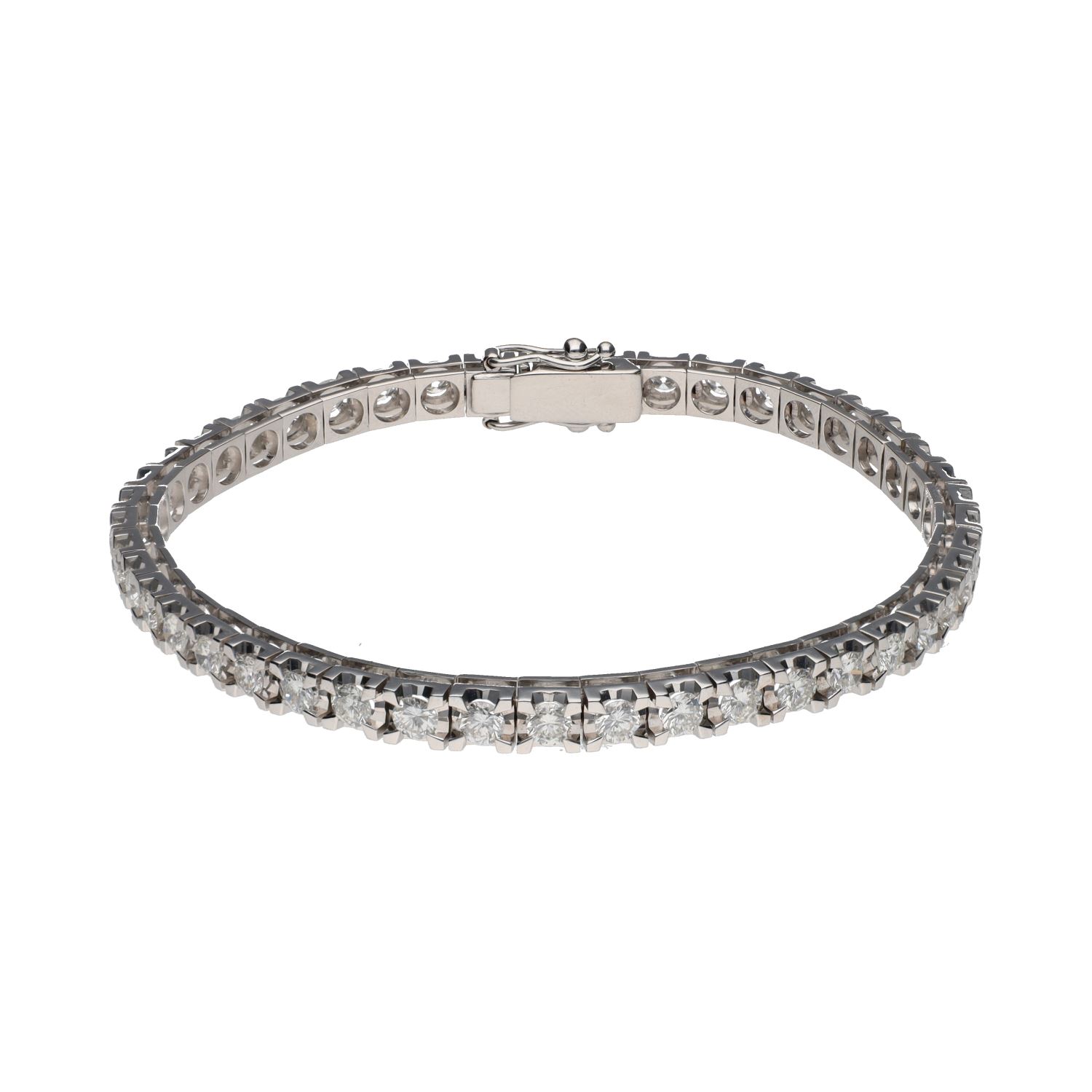Pulsera riviere en oro blanco con brillantes.
