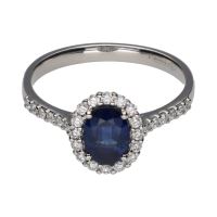 ANILLOS / SORTIJAS<BR>SORTIJA EN ORO BLANCO CON ZAFIRO CENTR...