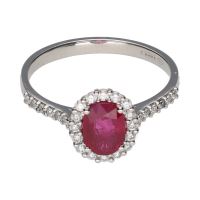 ANILLOS / SORTIJAS<BR>SORTIJA EN ORO BLANCO CON RUBÍ CENTRAL...