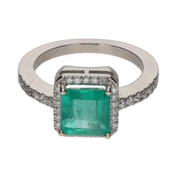 ANILLOS / SORTIJAS<BR>SORTIJA CON ESMERALDA CENTRAL Y BRILLA... · ref.: PRESENTA CERTIFICADO...