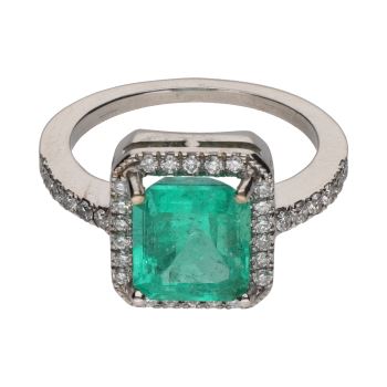 ANILLOS / SORTIJAS<BR>SORTIJA CON ESMERALDA CENTRAL Y BRILLA... · ref.: PRESENTA CERTIFICADO...