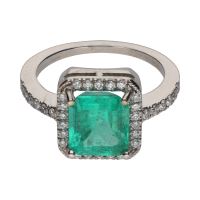 ANILLOS / SORTIJAS<BR>SORTIJA CON ESMERALDA CENTRAL Y BRILLA...