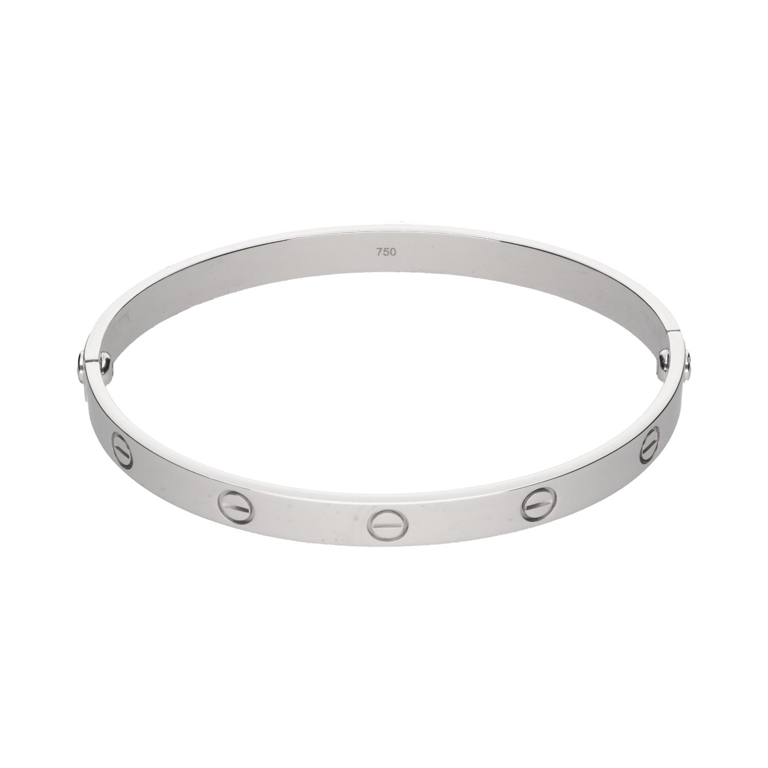 Pulsera love de cartier en oro blanco. Talla 20.