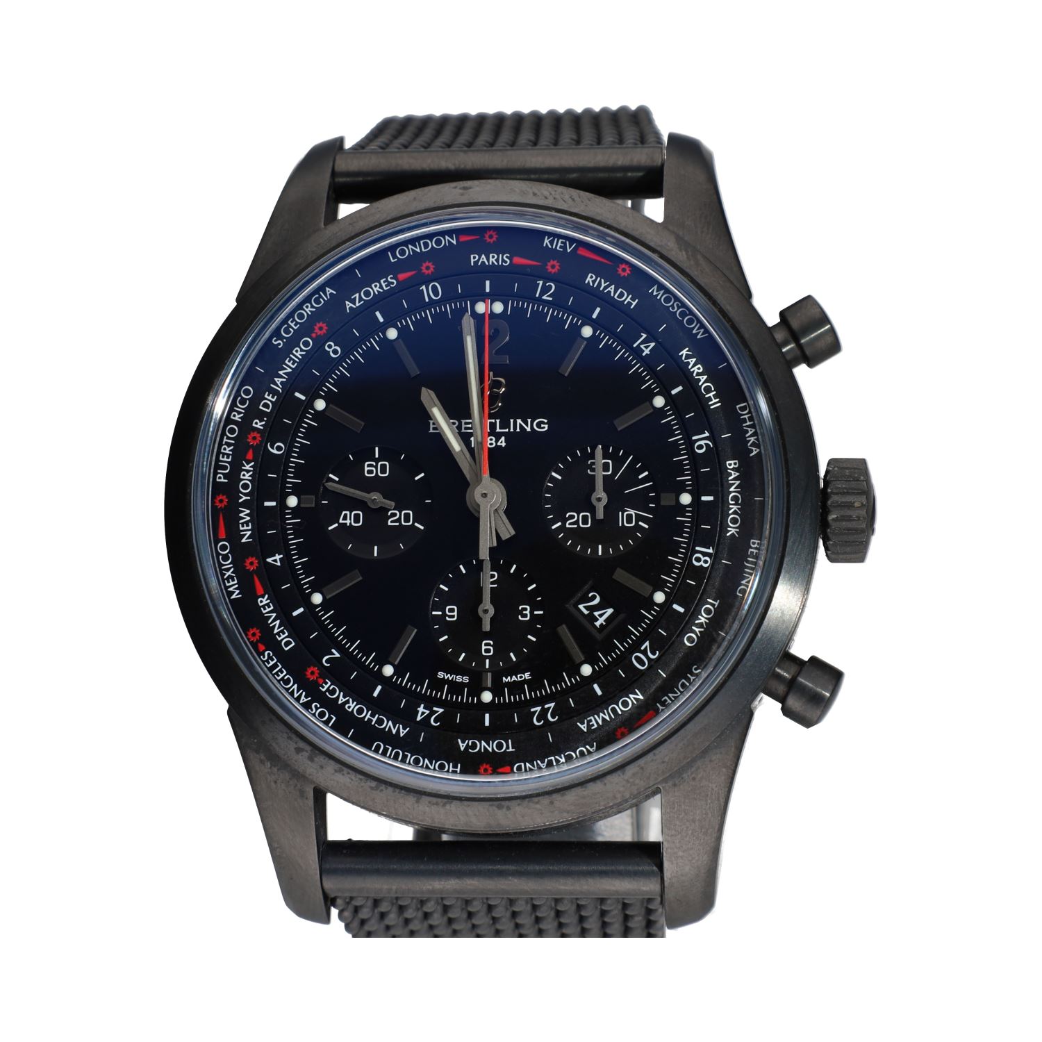 Transocean  black unitime pilot 46mm.   