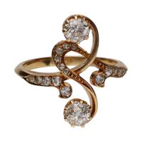 ANILLOS / SORTIJAS<BR>SORTIJA TU Y YO DEL SIGLO XIX EN ORO A...