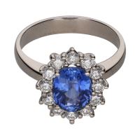 ANILLOS / SORTIJAS<BR>SORTIJA EN ORO BLANCO CON ZAFIRO Y BRI...