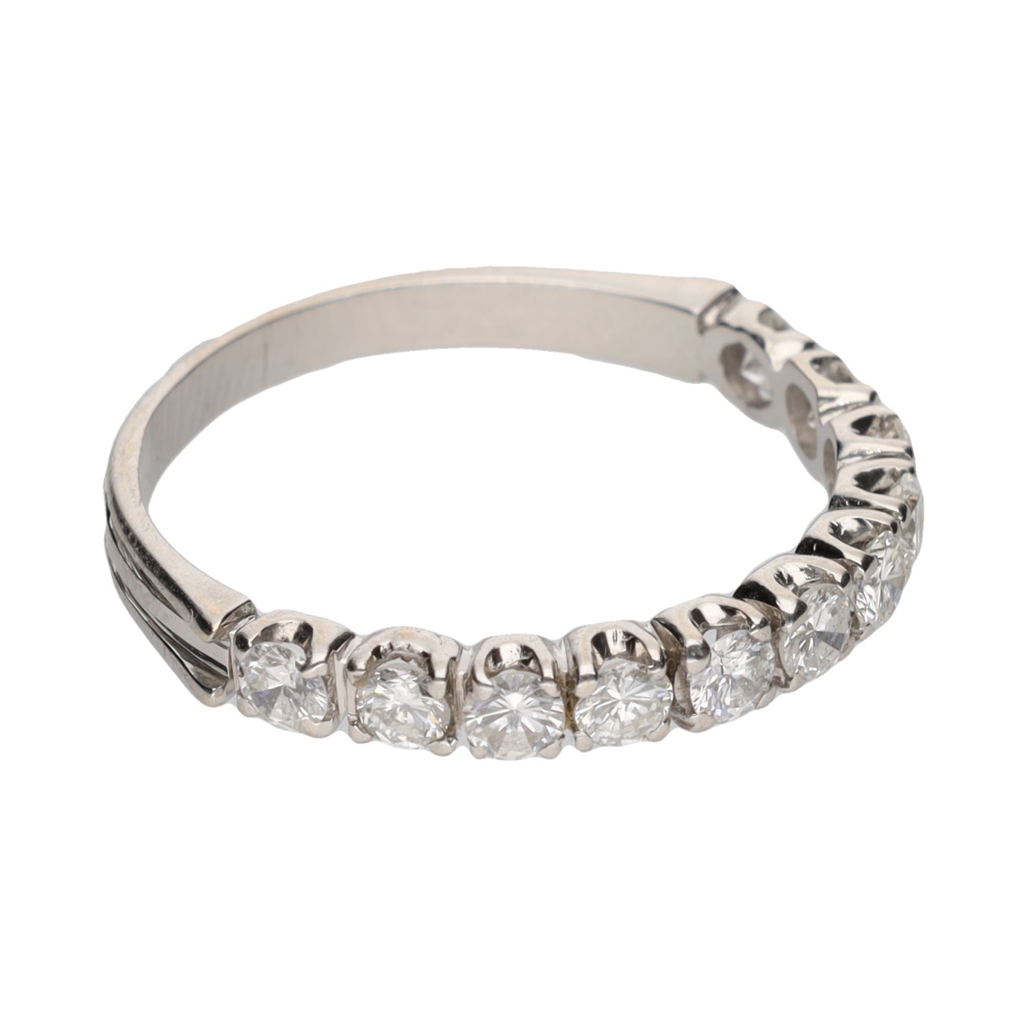 Sortija cintillo en oro blanco con brillantes. Talla 17.