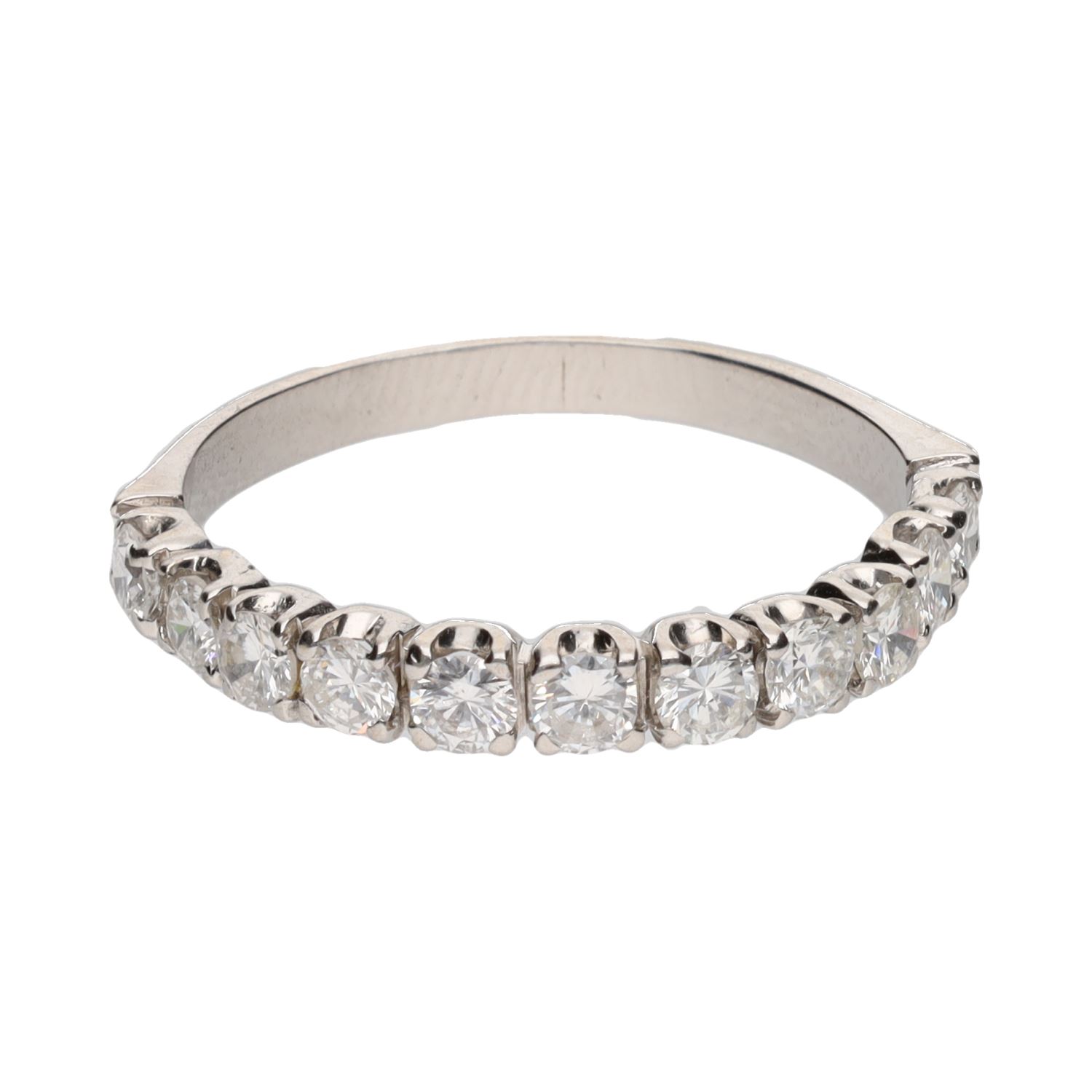 Sortija cintillo en oro blanco con brillantes. Talla 17.