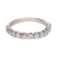 Sortija cintillo en oro blanco con brillantes. Talla 17.