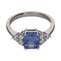 ANILLOS / SORTIJAS<BR>SORTIJA EN ORO BLANCO CON ZAFIROS Y BR...