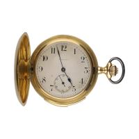 Reloj saboneta de bolsillo con sonería en oro amarillo.  