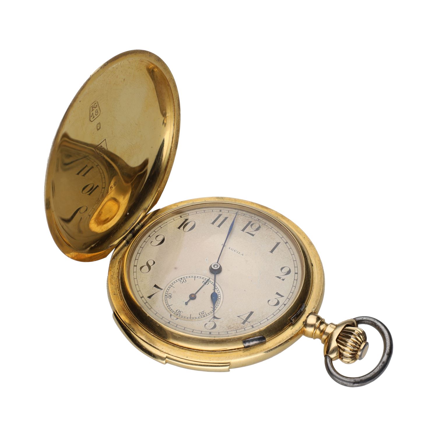 Reloj saboneta de bolsillo con sonería en oro amarillo.  
