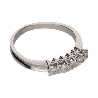 Sortija cinquillo en oro blanco con brillantes. Talla 16.