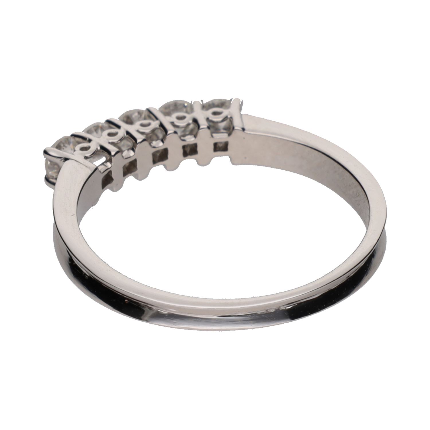 Sortija cinquillo en oro blanco con brillantes. Talla 16.