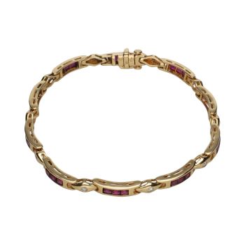 PULSERAS<BR>PULSERA EN ORO AMARILLO CON RUBÍES Y B... · ref.: (ASL)