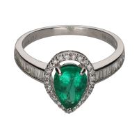 ANILLOS / SORTIJAS<BR>SORTIJA EN ORO BLANCO CON ESMERALDA Y ...