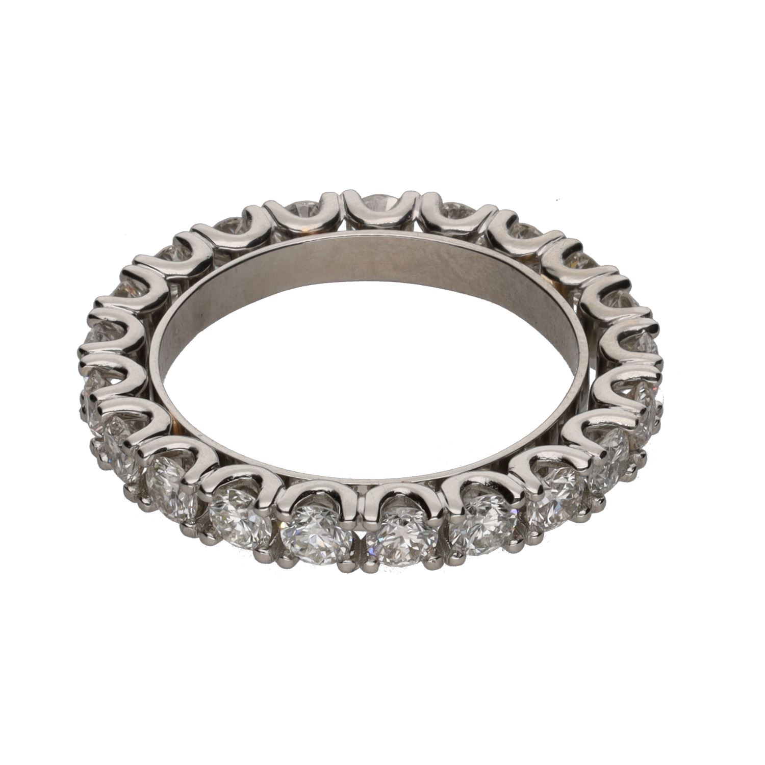 Sortija alianza eternity en platino con brillantes. Talla 14.