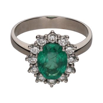 ANILLOS / SORTIJAS<BR>SORTIJA EN ORO BLANCO CON ESMERALDA Y ... · ref.: PRESENTA CERTIFICADO...