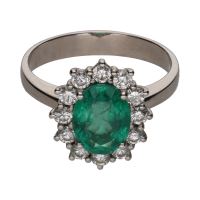 ANILLOS / SORTIJAS<BR>SORTIJA EN ORO BLANCO CON ESMERALDA Y ...