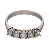 ANILLOS / SORTIJAS<BR>SORTIJA CINQUILLO EN ORO BLANCO Y BRIL...