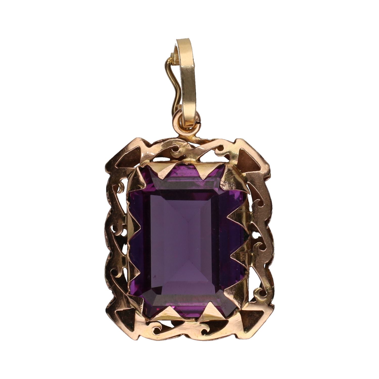 Colgante en oro amarillo con una amatista.