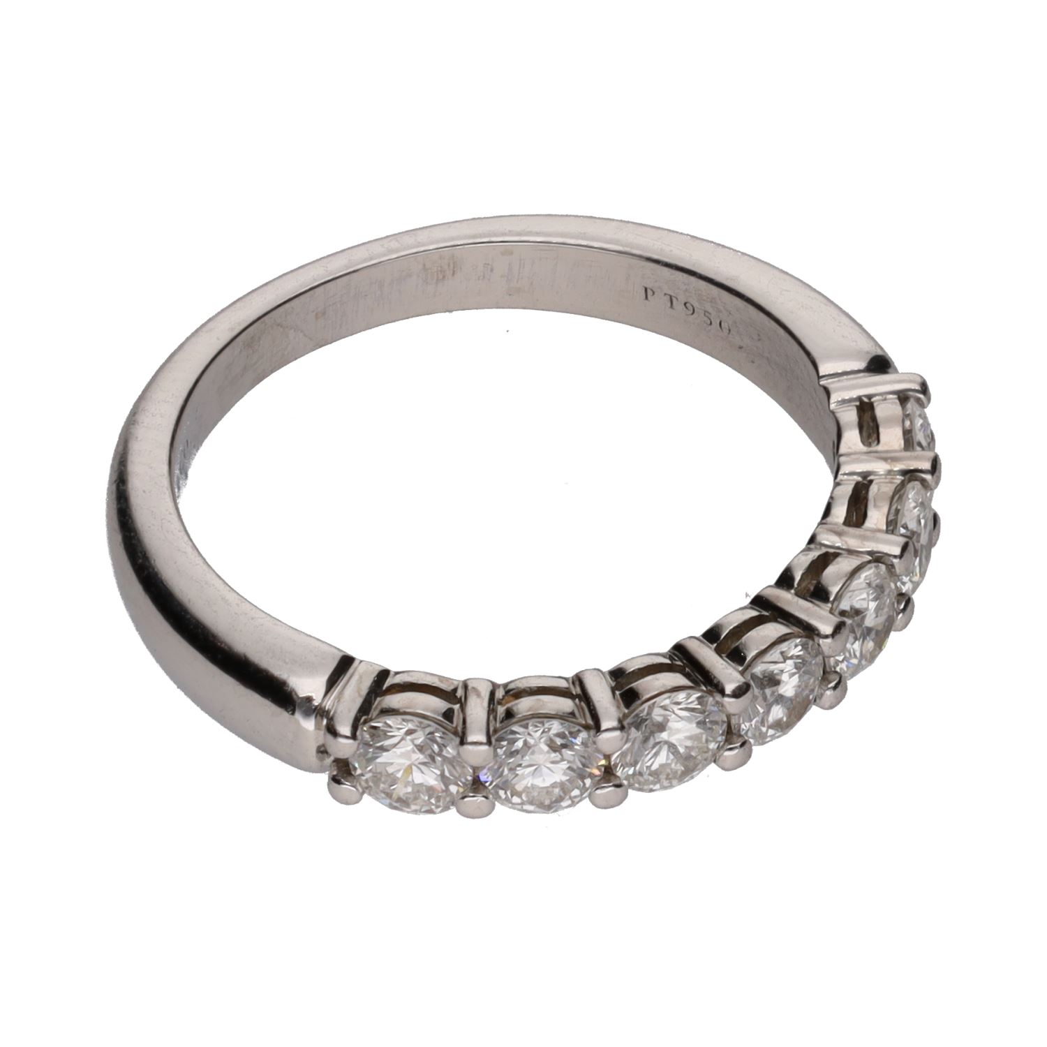 Sortija cintillo de tiffani & co. En platino y brillantes. Talla 8.