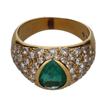 ANILLOS / SORTIJAS<BR>SORTIJA EN ORO AMARILLO CON UNA ESMERA... · ref.: PRESENTA CERTIFICADO...