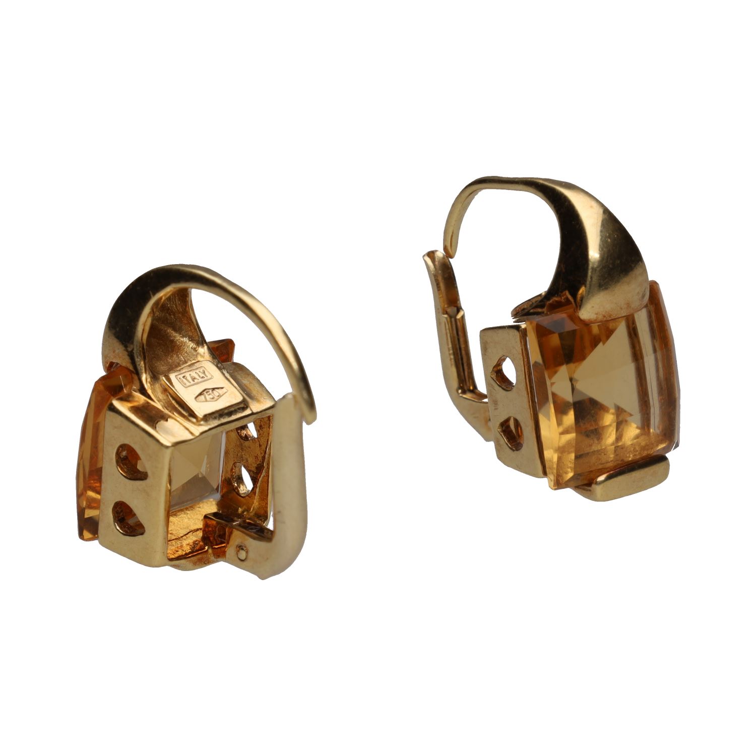 Pendientes en oro amarillo y citrinos.