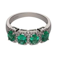 ANILLOS / SORTIJAS<BR>SORTIJA EN ORO BLANCO CON ESMERALDAS Y...