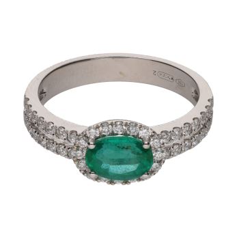 ANILLOS / SORTIJAS<BR>SORTIJA EN ORO BLANCO CON ESMERALDA OV... · ref.: PRESENTA CERTIFICADO...