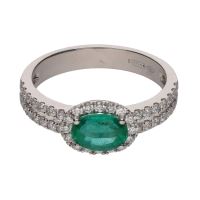 ANILLOS / SORTIJAS<BR>SORTIJA EN ORO BLANCO CON ESMERALDA OV...