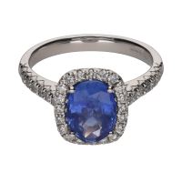 ANILLOS / SORTIJAS<BR>SORTIJA EN ORO BLANCO CON UN ZAFIRO Y ...