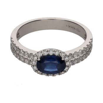 ANILLOS / SORTIJAS<BR>SORTIJA EN ORO BLANCO CON UN ZAFIRO Y ... · ref.: PRESENTA CERTIFICADO...