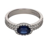 ANILLOS / SORTIJAS<BR>SORTIJA EN ORO BLANCO CON UN ZAFIRO Y ...