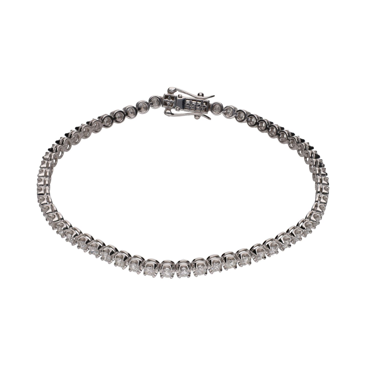 Pulsera riviere en oro blanco con brillantes.