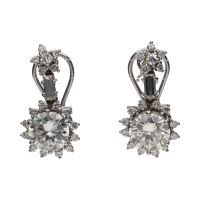 PENDIENTES<BR>PENDIENTES EN ORO BLANCO CON DIAMANTES...