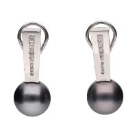 PENDIENTES<BR>PENDIENTES EN ORO BLANCO CON BRILLANTE...