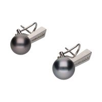 Pendientes en oro blanco con brillantes y perlas tahití.