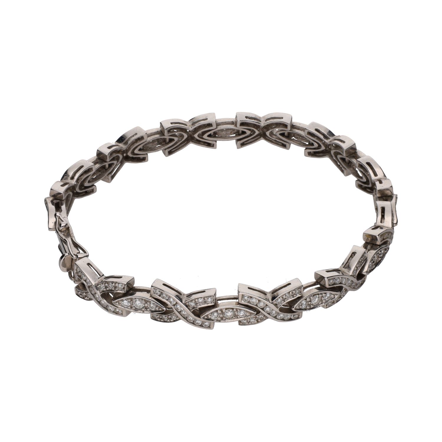 Pulsera en oro blanco con brillantes.